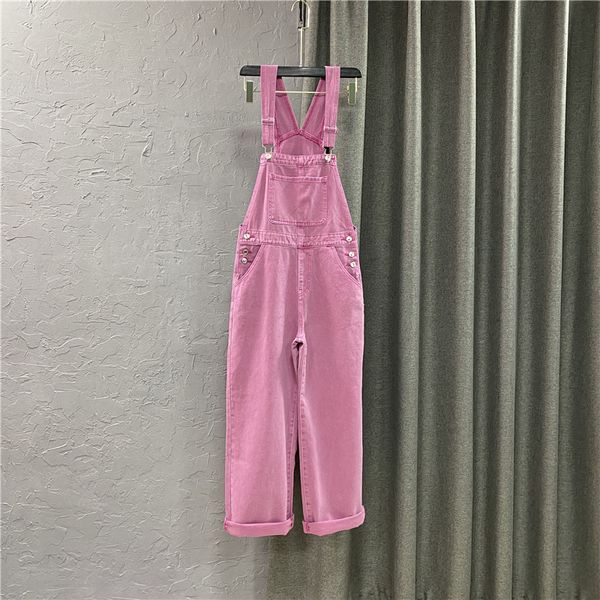 Tute da donna Pagliaccetti Tute Donna Vintage Washed Ins Pink Retro Denim College Salopette Preppy Allmatch BF Spring Chic Solid Streetwear Sweet 221123