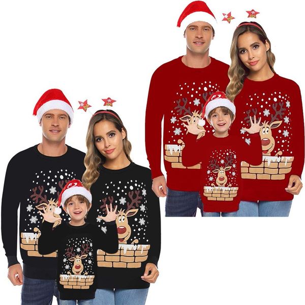 Família combina com roupas de natal suéteres mãe mãe filha filho natal molete roupas homens homens casal jersey Kids tops de inverno 221122