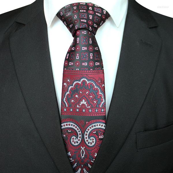 Papillon RBOCOM Cravatta da uomo 8cm Cravatta floreale per uomo Geometria Modello Collo Giallo Marrone 5 colori Business Party Wedding