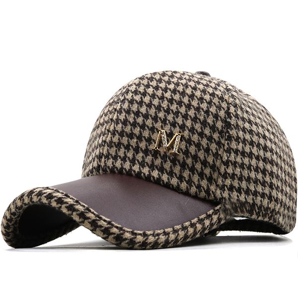 Ballkappen Trendy Houndstooth Cap Classic Brown British Check Designer Hat Brand Baseball Hüte für Mädchen Frauen Winter Trucker Bone 221122