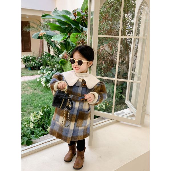 Cappotto Inverno Ragazze Moda Lungo Plaid Bambino Bambini Bambini Spessa Giacca calda Capispalla 221122