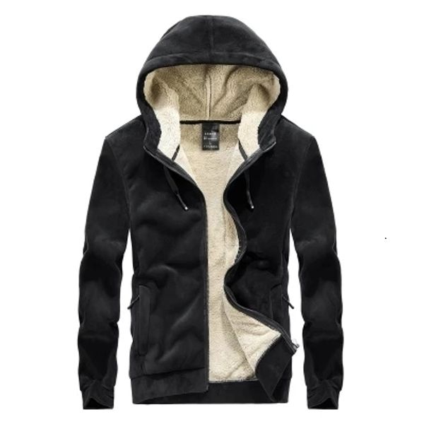 Felpe con cappuccio da uomo Felpe con cappuccio invernale da uomo in pile casual Fodera in pelliccia solida Giacca da uomo calda con cerniera Abbigliamento sportivo con cappuccio 6XL 7XL 8XL 221123