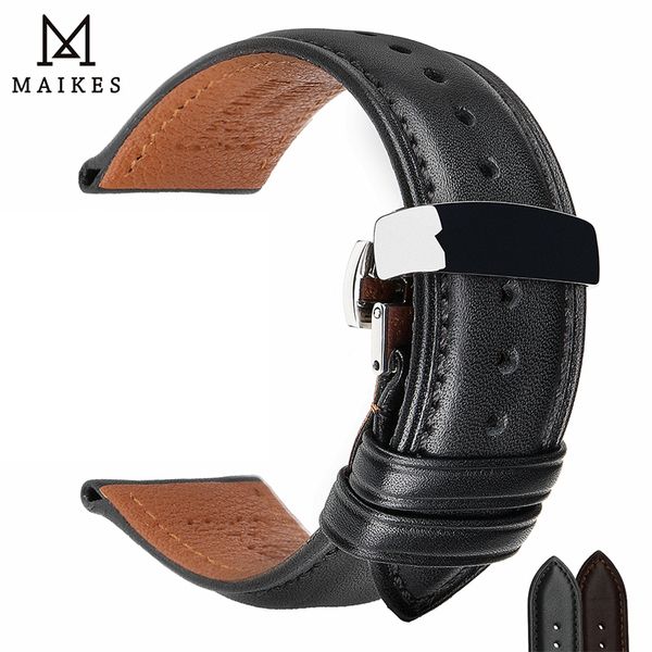 Cinturini per orologi MAIKES Pelle di mucca di lusso 20mm 22mm 24mm Con cinturino con fibbia a farfalla in acciaio inossidabile 316L Cinturini morbidi 221122