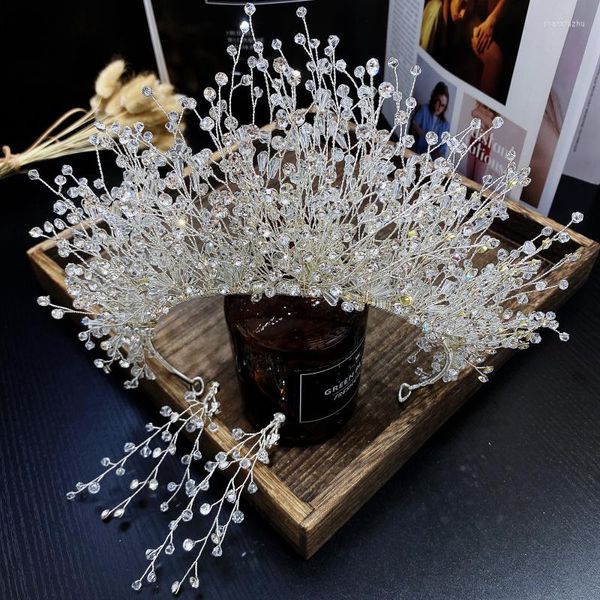 Cabeças GH0707B A beleza da Pearl Fairy Fairy Handmade Luxury Full Diamond Crystal Bride Bride Wedding Crown