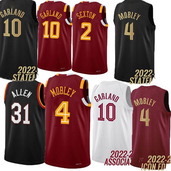 Homens Basquete Jerseys Donovan Mitchell Evan Mobley Darius Garland Jarrett Allen Caris LeVert Cedi Osman Ricky Rubio Isaac Okoro Dean Wade Max Strus Jersey