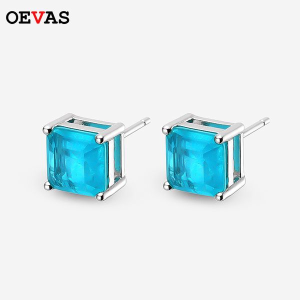 Серьги-гвоздики OEVAS Vintage из 100% стерлингового серебра 925 пробы, параиба, турмалин, драгоценный камень, камень-гвоздик, серьги-гвоздики, женские ювелирные изделия, оптовая продажа 221119