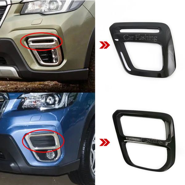 2PCS Car Front Fog Light ABS Tampa de neblina de nevoeiro Decoração da lâmpada para Subaru Forester SK 2019 2020 2021 Acessórios externos