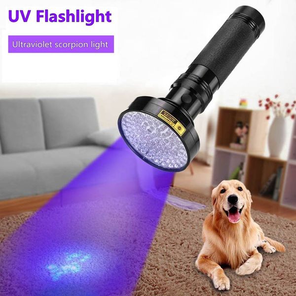 18 W 100 LED Hochleistungs-UV-Taschenlampe, 395 nm, ultraviolette Skorpione, Erkennung von Urinlecks bei Haustieren, LED-Licht, AA-Batterie