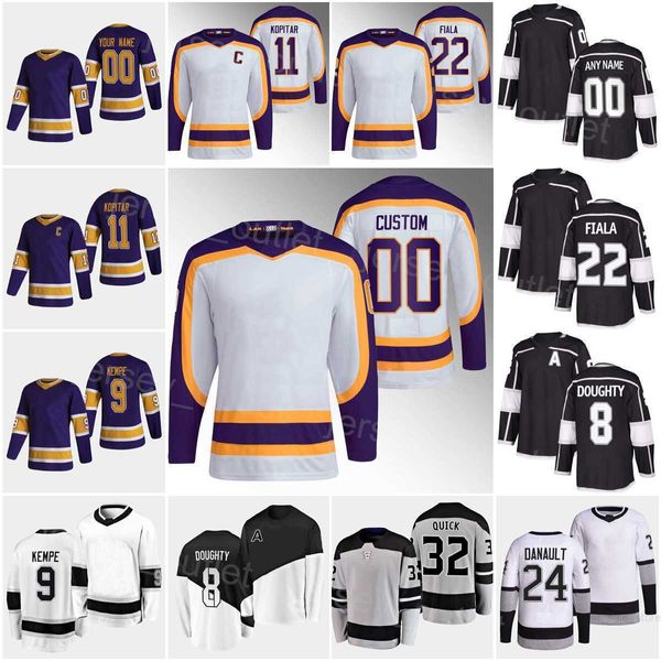 Ters retro hokey 22 Kevin Fiala Jersey Stadyumu 11 Anze Kopitar 8 Drew Doughty 32 Jonathan Quick 9 Adrian Kempe 24 Phillip Danault 12'Nhl''Shirt