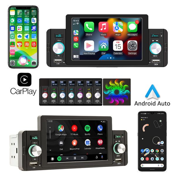 5-дюймовый Apple CarPlay Автомобильный стерео FM-радио MP5-плеер Android Auto Mirrorlink Bluetooth Hands Free TF USB FM-приемник Аудиосистема