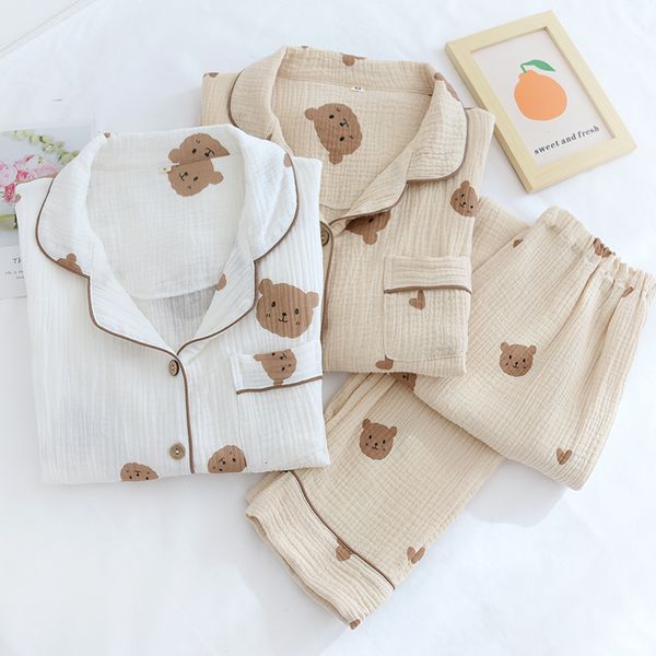 Женская одежда для сна весна лето осенняя пара Pure Cotton Cute Pajama Set женский с длинным рукавом пижама костюм для лаунжеров