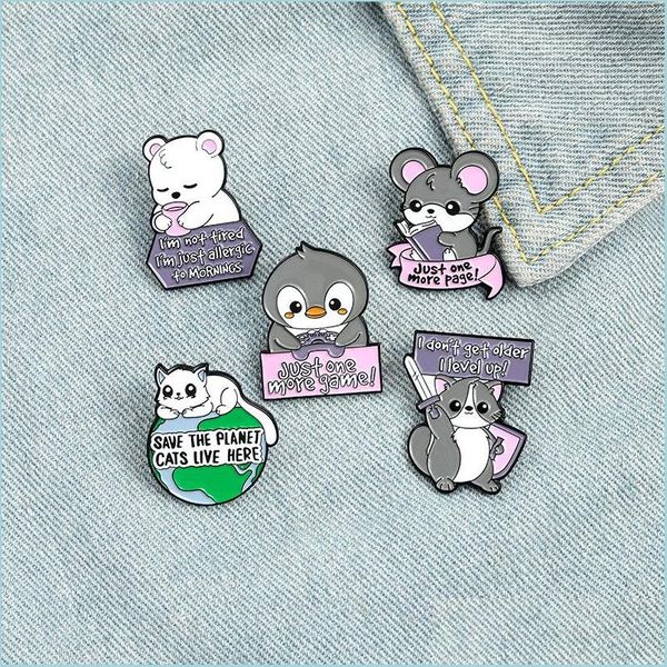 Pins Broschen süße Tierbroschen Stifte Emaille Bären Katze Maus Brosche Revers Pin Badge Mode Schmuck für Mädchen Kinder Drop Lieferung DHBKP