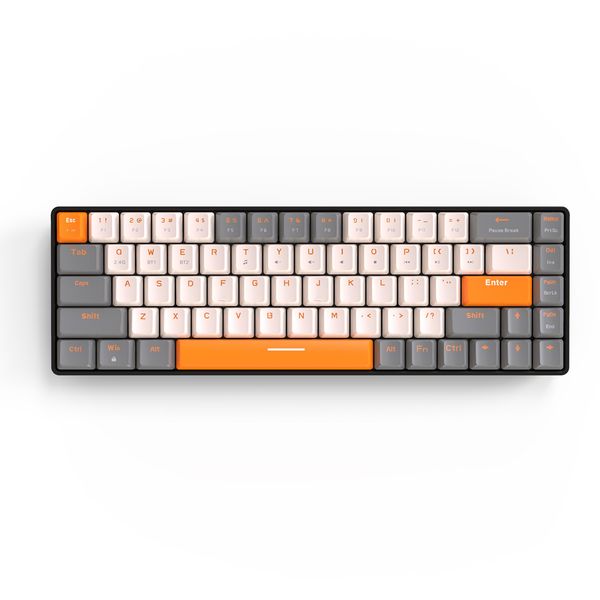 K68 Двойная мода Bluetooth Compatible 5.0 Mechanical Gaming Keyboard 2.4G 68 клавиш с горячими перепродажими.