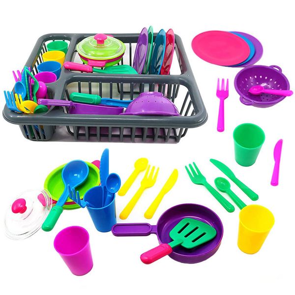 Cozinhas Jogue simulação de comida Tableware Table housekeeping Toys Creative Color Knife Facher Plate Kitchenware Kitchen Game Fingle Children 221123