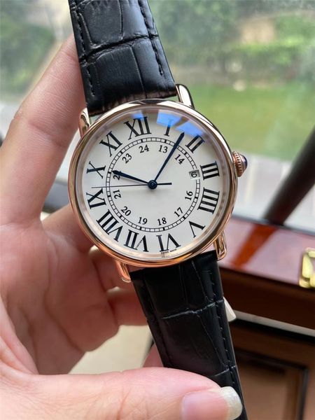 Часы из 18-каратного розового золота с бриллиантами, 42 мм, мужские автоматические механические дизайнерские часы, водонепроницаемые часы с кожаным ремешком2810