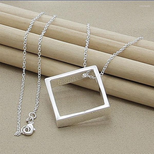 Collane con ciondolo 925 Zilveren Ketting Vrouwen Mannen Mode-sieraden Vierkante Hanger 2022 Nuovo regalo di spedizione gratuito