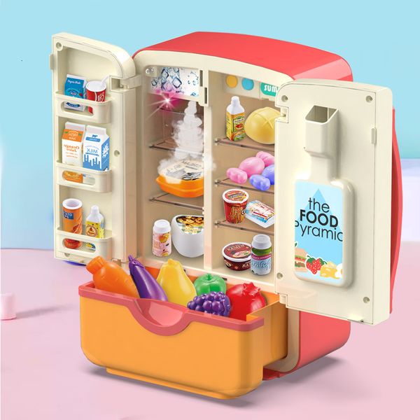 Cucine Gioca Cibo Giocattolo per bambini Frigo Accessori per frigorifero con distributore di ghiaccio Apparecchio per giochi di ruolo per set da cucina Giocattoli regalo 221123