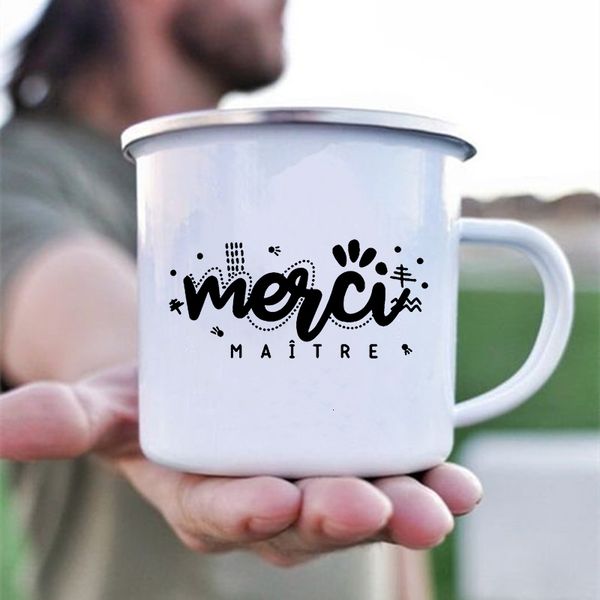 Кружки Merci Print Creative Coffee Cups выпить воду молоко молоко чай чашку для эмалевой кружки школьная ручка для домашней ручки подарка 221122