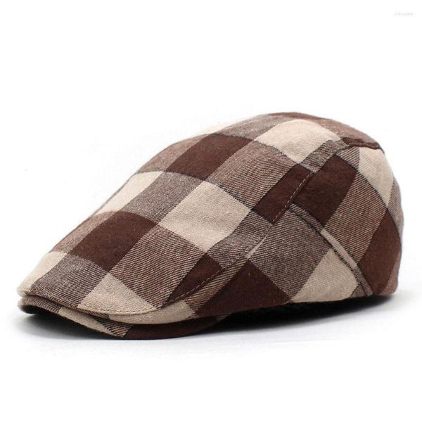 Berretti Cotton Sboy Cap Uomo Donna Gatsby Retro Hat Driver Flat Spring Casual Beret Plaid Soft Women