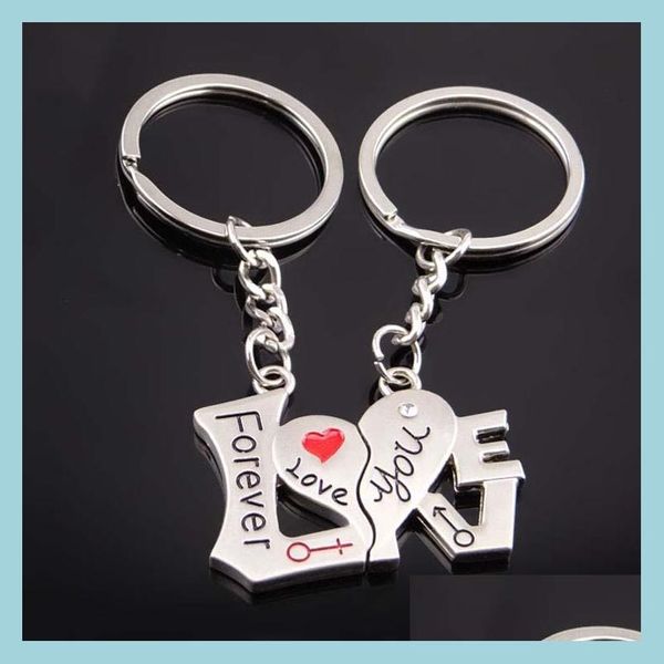 Schlüsselringe Ich liebe dich für immer Schlüsselbund Split Paar Herz Schlüsselring Halten Liebhaber Modeschmuck Geschenk Drop Lieferung Dhgjm