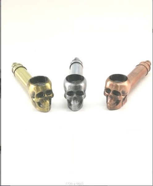 Pipa per fumatori Pipa in metallo testa di teschio fantasma con pipa piccola con filtro a rete