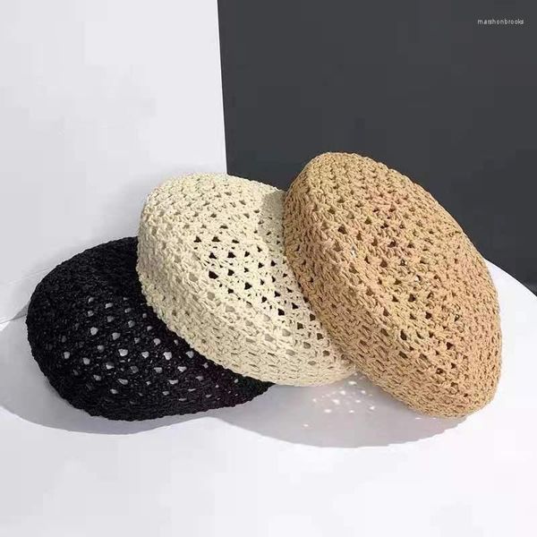 Berretti INS Versione Primavera Estate Berretto Starw traspirante Cappello da vento femminile Berretto da zucca britannico selvaggio Hollow Pittore Chapeau All'ingrosso