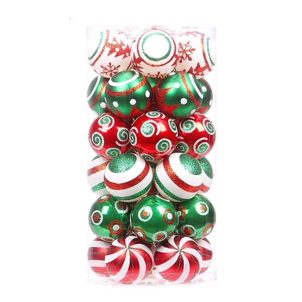 Decorações de Natal 30pcsset 60mm Árvore de Natal Pingentes Contraste Pintura de tema de cor brilhante Festa de ornamento à prova de quebra 221123