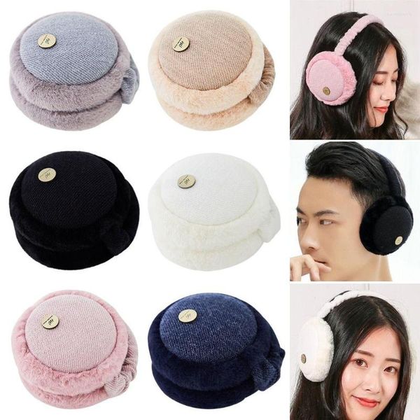 Berets Winter Plüsch Ohrenwärmer Muff Outdoor Abdeckung Für Frauen Männer Kalte Ohrenwärmer Faltbare Ohrenschützer Schwarz Rosa