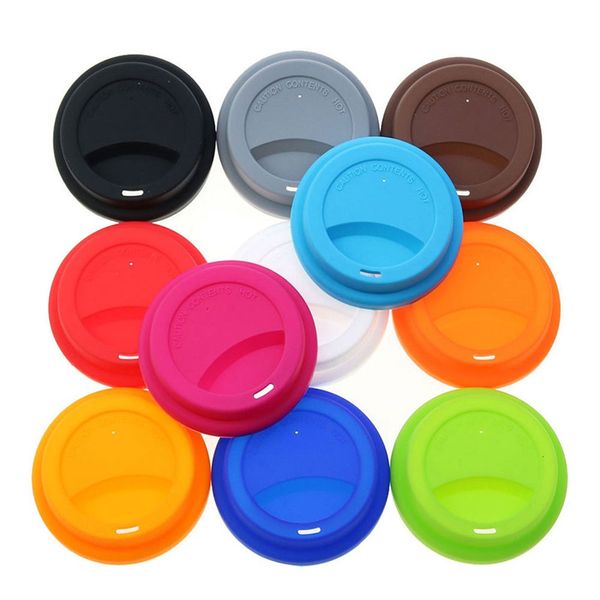 Colorido 9cm reutiliz￡vel silicone caf￩ x￭cara de caneca tampa de tampa da tampa da garrafa para outras x￭caras de material por atacado LX5288