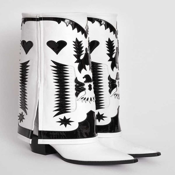 İlkbahar ve Yaz Yeni Kalın Topuklu Yüksek Topuklu Botlar Yazım Renk Yürüyen Batı Botları Kadın Cowhide Sivri Ayakkabılar 03181201