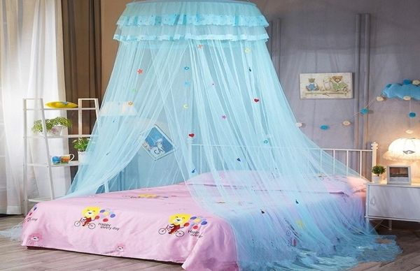 Bambini Elegante Tulle Letto Cupola Rete Baldacchino Circolare Rosa Rotondo ding Zanzariera per Twin Queen King Y2004179059688