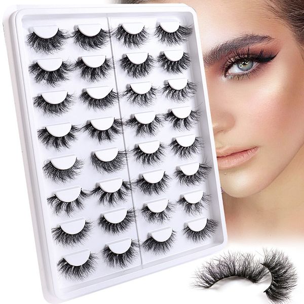 Ciglia finte naturali Wispy Riutilizzabili Full Strip Estensione ciglia Spesse Fatte a mano Soffici Drammatiche 16 paia Eye Lash