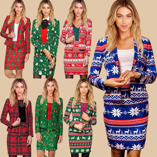 Zweiteiliges Kleid Europäische und amerikanische Damenbekleidung Herbst Winter Weihnachten Kleiner Anzug Mode Jacke Blazer Frauen 221122