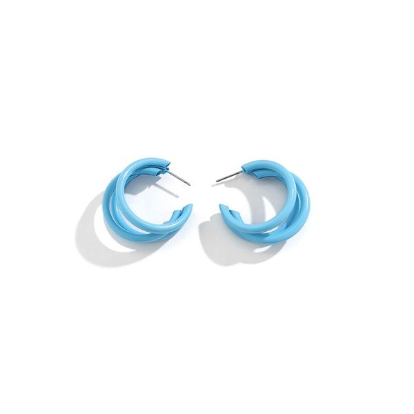 Casual C Ring Ring Geom￩trico Anel de anel de orelha Stud Stud Candy Colorido Brincos de ferro exagerados para mulheres Fashion Street