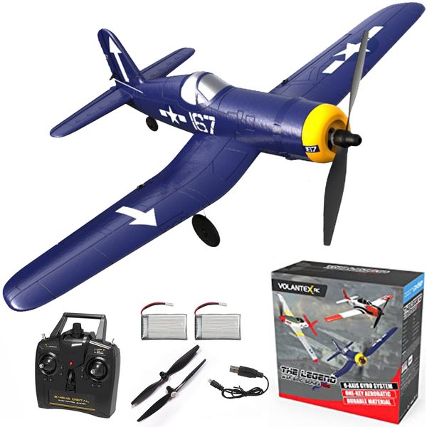 Simuladores VOLANTEX 761 8 RC Airplano 2 4GHz 6 Eixo Gyro F4U EPP Plane Glider Trainer Warbird Warbird RTF hélice 221122