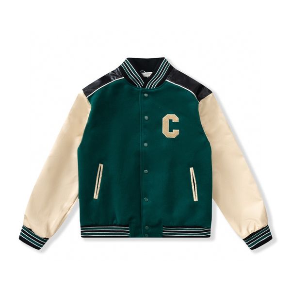 2023 мужская дизайнерская куртка мужские пальто летная куртка бейсбольная форма буква C вышивка искусственная кожа удобная жемчужная застежка модная мужская верхняя одежда