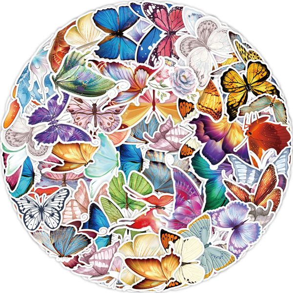 Packung von 50 pcs Schmetterlingsaufkleber No-Duplikat wasserdichtes Vinylaufkleber f￼r Gep￤ck Skateboard Notebook Wasserflasche Autoabziehbilder