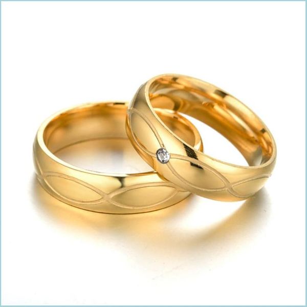 Bandringe Edelstahl Gold Ring Nut Diamant Verlobungsringe Frauen Hochzeit Herren Modeschmuck Geschenk Drop Lieferung DHL7W