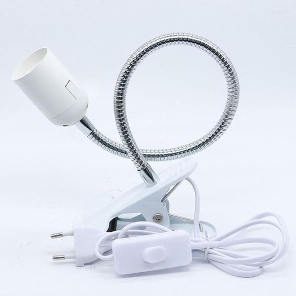 Lampenhalter Flexibler Metalldraht-Hals-Clip-Halter E27-Basis-Lichtfassung mit Ein-/Aus-Schalter EU-Stecker Verstellbare Ständerklemme