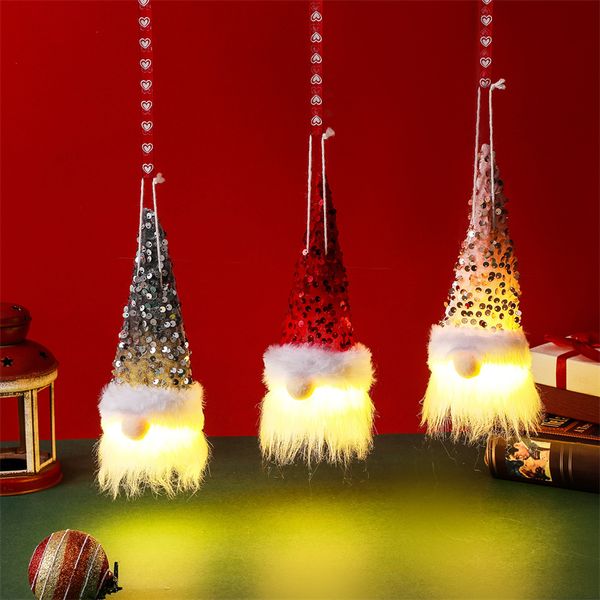 Christmas Light Up Gnome Peluche Giocattoli luminosi Decorazione natalizia per la casa Capodanno Bling Toy Kids Gift Table Ornament