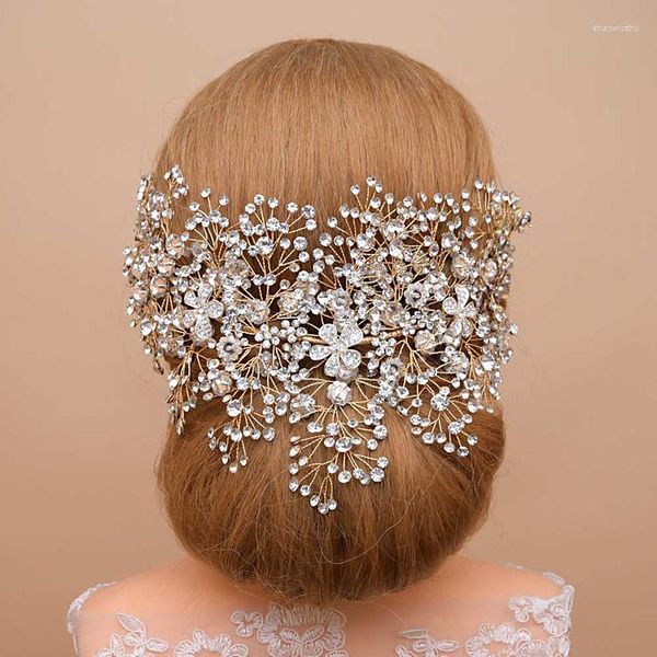 Cabeças de cabeça por atacado Crystal Girl's Tiaras Crown Weddings coueldress acessórios para cabelos de casamento Bridal