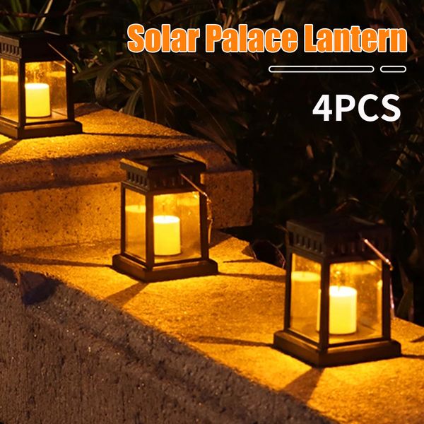 Decorações de jardim Decoração Luzes solares ao ar livre lanterna retro pendurada lâmpadas de vela de iluminação de paisagem 221122