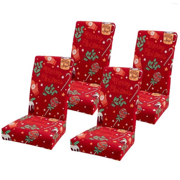 Camas de cadeira Conjunto de decoração de Natal de 4 para sala de jantar Cozinha estojo de protetor de assento viva