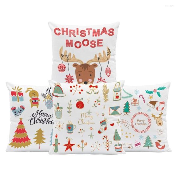 Travesseiro 45 45cm Feliz ano de decoração de Natal para sofá -sofá de casa de cartoon elk travesseiros decorativos capa Navidad