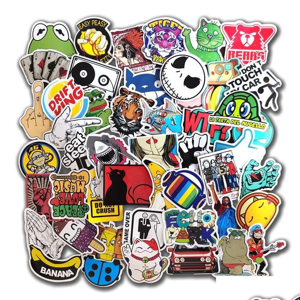 Adesivos de carro adesivo de carro 10/50pcs adesivos aleatórios engraçados para casos de laptop estilando motocicletas bike infantil mixed graffiti vinil bomba jdm dhikj