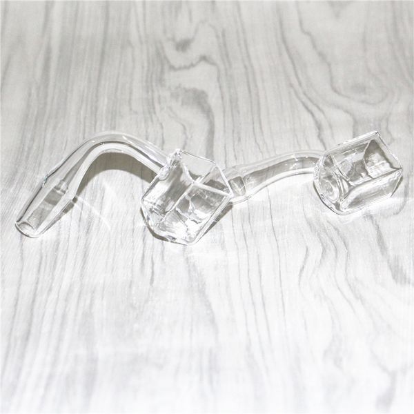 10mm 14mm Male Clear Joint roken vierkante suikerklontje quartz nail banger 90ﾰ dik Clear Voor Glas Water Bong Pijp Asvangers