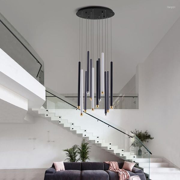 Kolye lambalar Uzun şerit avize merdiven modern basit villa mutfak lambası nordic minimalist restoran başucu bar dekoratif