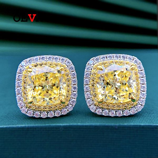 Stud OEVAS 100% argento sterling 925 88mm orecchini di diamanti gialli ad alto tenore di carbonio per le donne scintillanti gioielli da sposa all'ingrosso 221119