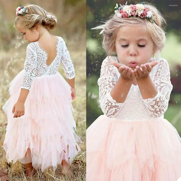 Vestidos de menina Dream Flor para Casamento Custom Made Tulle Girls Dress Dress Dress Torno