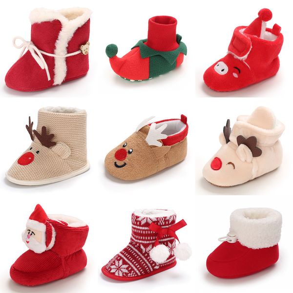 Primeiros Walkers Christmas Sapatos quentes Baby Criano Inverno meninos meninas Xmas Cosplay Cartoon fofos Kids Animal 221122